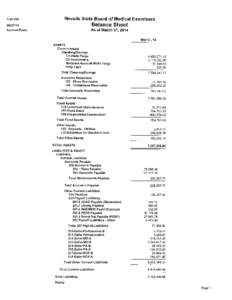 Nevada State Board of Medical Examiners  7:00 PM Balance Sheet