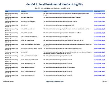 Gerald R. Ford Presidential Handwriting File Box C17 - Chronological File, March 29 - April 18, 1975 Folder Document