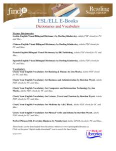 Publishing / Electronic publishing / E-books / Visual dictionary / Portable Document Format / EPUB / Adobe Systems / Computing / Computer file formats / Open formats