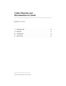 Visible Minorities and Discrimination in Canada Russell G. JURIANSZ* I.