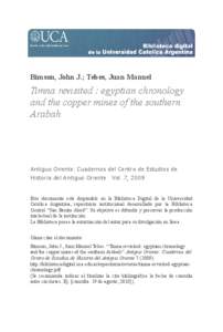 Bimson, John J.; Tebes, Juan Manuel  Timna revisited : egyptian chronology