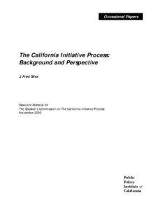 __Occasional Papers__  The California Initiative Process: