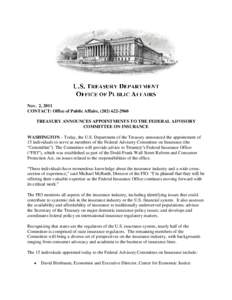 Late-2000s financial crisis / Systemic risk / Investment / 111th United States Congress / Dodd–Frank Wall Street Reform and Consumer Protection Act / Presidency of Barack Obama / Insurance / Insurance commissioner / Oklahoma Insurance Commissioner / Financial economics / Financial risk / Financial institutions