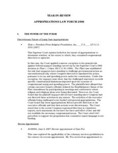 YEAR-IN-REVIEW APPROPRIATIONS LAW FORUM 2008 I.  THE POWER OF THE PURSE