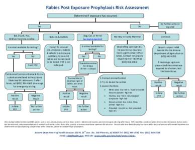 Rabies Post Exposure Prophylaxis Risk Assessment Determine if exposure has occurred Yes  Bat, Skunk, Fox,