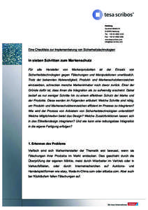 Hamburg Quickbornstraße 24 DHamburg Tel.: +Fax: +www.tesa-scribos.com