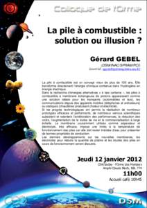 La pile à combustible : solution ou illusion ? Gérard GEBEL (DSM/INAC/SPRAM/PCI) (courriel : )
