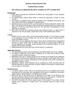 QYMC Assisted Places Policy 2007