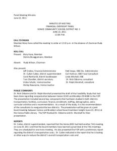 Venice CUSD No. 3 Financial Oversight Panel Minutes: June 22, 2011