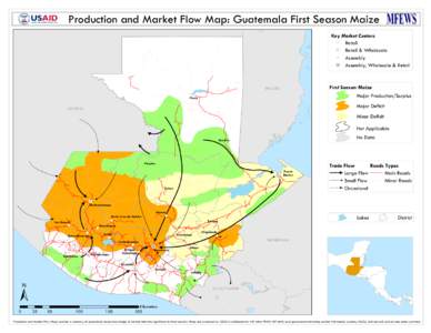 Production and Market Flow Map: Guatemala First Season Maize Key Market Centers ! ( Retail 