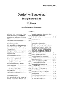 Plenarprotokoll[removed]Deutscher Bundestag Stenografischer Bericht 11. Sitzung Berlin, Donnerstag, den 19. Januar 2006