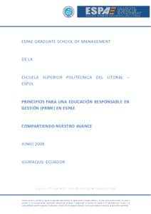 ESPAE GRADUATE SCHOOL OF MANAGEMENT  DE LA ESCUELA SUPERIOR POLITÉCNICA DEL LITORAL – ESPOL
