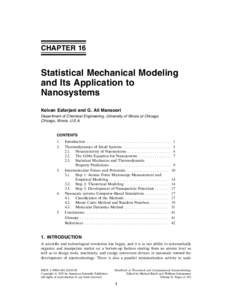 CHAPTER 16  Statistical Mechanical Modeling and Its Application to Nanosystems Keivan Esfarjani and G. Ali Mansoori