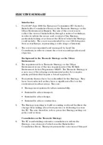 EXECUTIVE SUMMARY Introduction 1. On 23-24th June 2003 the European Commission (EC) hosted a Stakeholder Consultation Event on the Thematic Strategy on the