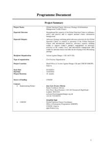 Programme Document Project Summary Project Name: :
