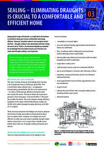 SEALING – ELIMINATING DRAUGHTS IS CRUCIAL TO A COMFORTABLE AND EFFICIENT HOME Googong has long, cold winters, so a high level of insulation is essential to keep your home comfortable and energy efficient. However, insu