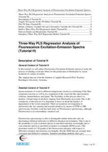 Three-Way PLS Regression Analysis of Fluorescence Excitation-Emission Spectra (Tutorial H)