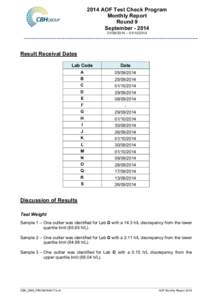 2014 AOF Test Check Program Monthly Report Round 9 September2014 – 