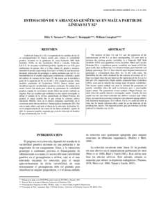 AGRONOMÍA MESOAMERICANA 3: ESTIMACIÓN DE V ARIANZAS GENÉTICAS EN MAÍZ A PARTIR DE LÍNEAS S1 Y S2* Félix V. Navarro**, Wayne C. Youngquis***, William Compton****