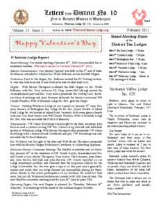 Letters from District No. 10 Free & Accepted Masons of Washington Published by: Whatcom Volume 13 - Issue 2