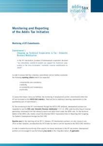 Monitoring and Reporting of the Addis Tax Initiative Monitoring of ATI Commitments: Commitment 1: Stepping up Technical Cooperation in Tax / Domestic