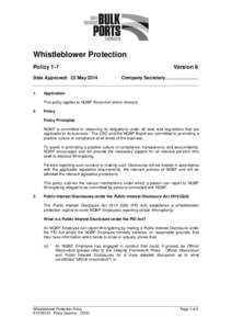 Microsoft Word - E14NQBPPolicy - Whistleblower Protection - V6 - Approved 22 MayIntranet word)