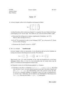 D-INFK Andreas Steiger Marc Pollefeys Lineare Algebra