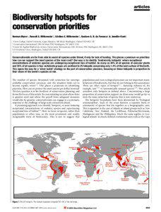 Conservation / Tropical Andes / Cape Floristic Region / Conservation biology / California Floristic Province / Wallacea / Cerrado / Biodiversity / Succulent Karoo / Biodiversity hotspots / Ecology / Environment