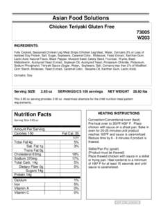 ZARTIC/Z-BIRD NUTRITIONAL INFORMATION SHEET