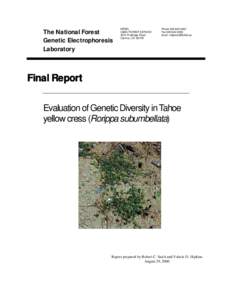 The National Forest Genetic Electrophoresis Laboratory NFGEL USDA FOREST SERVICE