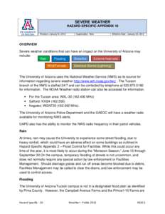 SEVERE WEATHER HAZARD SPECIFIC APPENDIX 10 Revision: January12, 2012 Supersedes: New