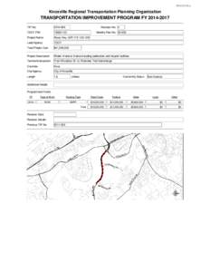 ORIGINAL  Knoxville Regional Transportation Planning Organization TRANSPORTATION IMPROVEMENT PROGRAM FY[removed]TIP No.