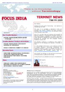 TERMNET NEWSLETTER of International Cooperation in Terminology  (ISSN[removed]–2009 TERMNET NEWS