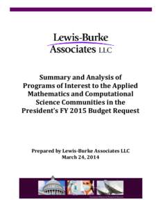 Summary and Analysis of Programs of Interest to the Applied Mathematics and Computational Science Communities in the President’s FY 2015 Budget Request