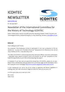 ICOHTEC NEWSLETTER www.icohtec.org No 144, AprilNewsletter of the International Committee for