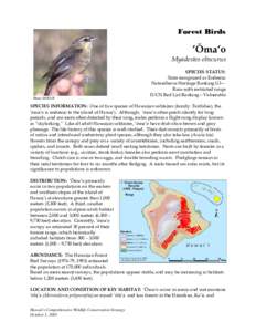 Kāmaʻo / Hakalau Forest National Wildlife Refuge / ʻĀmaui / Olomaʻo / Endemic birds of Hawaii / Myadestes / Fauna of the United States / ‘Ōma’o