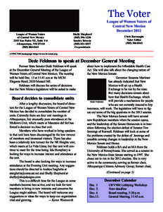 The Voter League of Women Voters of Central New Mexico December 2012 League of Women Voters of Central New Mexico