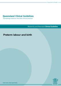 Department of Health  Maternity and Neonatal Clinical Guideline Preterm labour and birth