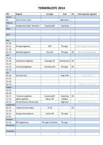 TERMINLISTE 2014 Når Regatta  Arrangør