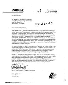 H E A L T H . C A R E”  January 26,2004 Mr. William H. Donaldson, Chairman Securities and Exchange Commission 450 Fifth Street NW