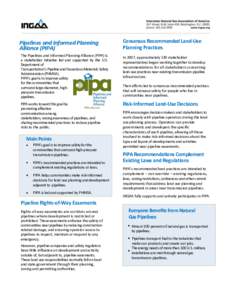 Pipelines and Informed Planning Alliance (PIPA) Consensus Recommended Land-Use Planning Practices