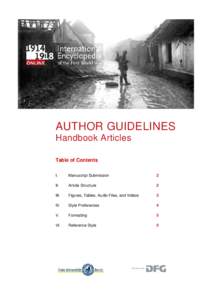 AUTHOR GUIDELINES Handbook Articles Table of Contents I.  Manuscript Submission