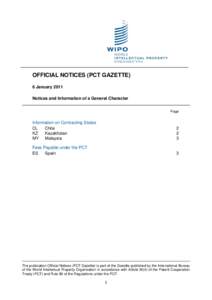 OFFICIAL NOTICES (PCT GAZETTE) 6 January 2011 Notices and Information of a General Character Page  Information on Contracting States