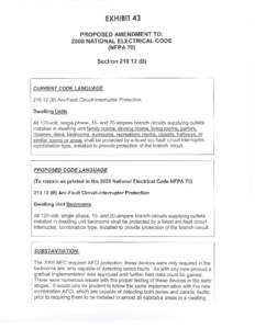 EXHIBIT43 PROPOSED AMENDMENT TO: 2008 NATIONAL ELECTRICAL CODE (NFPA 70) Section[removed]B)