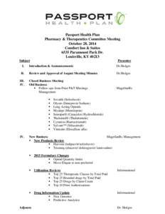 Pharmacy & Therapeutics Committee Meeting