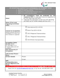 IPC SHOOTING COMPETITION EXPRESSION OF INTEREST FORM     
