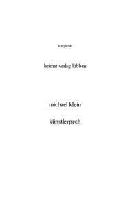 leseprobe  heimat-verlag lübben michael klein künstlerpech