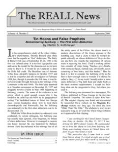 The official newsletter of the Rational Examination Association of Lincoln Land  “It’s a very dangerous thing to believe in nonsense.” — James Randi Volume 14, Number 5
