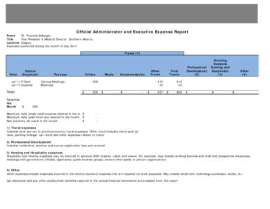 Dr. Francois Belanger Expense Report July 2014