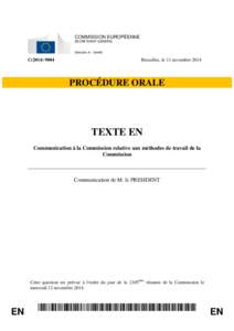 COMMISSION EUROPÉENNE SECRÉTARIAT GÉNÉRAL Direction A – Greffe C[removed]